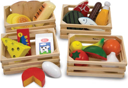 Melissa & Doug Voedselgroepen - Houten speelgoedeten met 21 stuks en 4 kratjes - Leerzaam fantasiespel (set van 21)