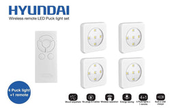 Hyundai - 4 + 1 set - USB oplaadbare draadloze LED spots met afstandbediening en touch – Wit