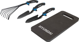 Hyundai tuingereedschapset 4-delig - roestvrijstaal met mat zwarte coating - ergonomisch gevormde handgrepen