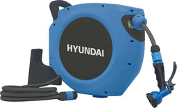 Hyundai - Wandslangenbox 20 meter plus 2 meter - tuinslang met haspel - ⌀ 12.5mm - 180º draaibaar - ingebouwde drukregelaar - inclusief broeskop met 8 soorten bewatering stralen