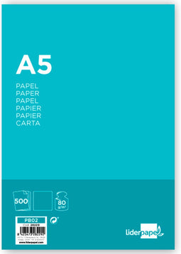Liderpapel PB02, Kopiëren, A5 (148x210 mm), Glad, 500 vel, 80 g/m², Wit