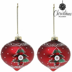 Kerstballen 8 cm (2 uds) Kristal Rood