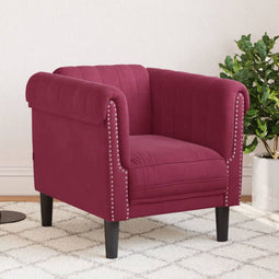 vidaXL Fauteuil fluweel wijnrood