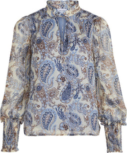 VILA VIAVELINE - V-neck L/S Top - Lange mouw - Blauw