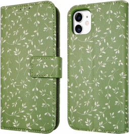 iMoshion Hoesje Geschikt voor iPhone 11 Hoesje Met Pasjeshouder - iMoshion Design Bookcase smartphone - Groen / Green Flowers