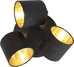RL LIVE YOUR LIGHT Tomas - Wandlamp - 3xE14 - Zwart - Goudkleur (excl. lichtbron) - Ø45 cm - IP20