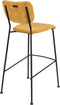 Zuiver Benson Barkruk - Zithoogte 75 Cm - Set Van 2 - Stof Okergeel - Zwart Metalen Frame