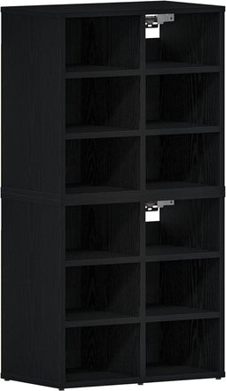 vidaXL - Schoenenkasten - 2 - stuks - Zwart - Eiken - 52.5x30x50 - cm