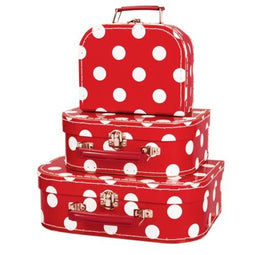 3 koffers Polkadot rood 36935