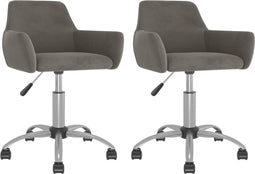 vidaXL - Eetkamerstoelen - draaibaar - 2 - st - fluweel - donkergrijs