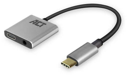 ACT AC7005 - USB-C naar 3,5mm jack audio adapter - PD Pass Through 65W - Aluminium