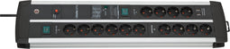 Brennenstuhl Premium Protect-Line - Overspanningsveilige stekkerdoos - 14 geaarde stopcontacten met 2 USB-aansluitingen - Zwart