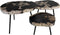 HSM Collection -Salontafel set van 3 - ø60xø50xø40 - Naturel/zwart - Steen/Meta