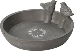Pro Garden Vogelbad/voederschaal - grijs - mineraal - D23 x H6,5 cm - drinkschaal voor tuinvogels