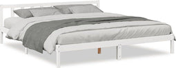vidaXL - Bedframe - extra - lang - zonder - matras - grenenhout - wit - 200x220 - cm