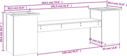 vidaXL - Bankje - met - plantenbakken - 184,5x39,5x56,5 - cm - grenenhout - wit