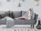 Linnick Flanel Fleece Deken + Hoodie met Capuchon Bont Rabbit - zilver grey - 140x200cm - 130x180cm - Plaid