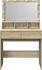 vidaXL - Kaptafel - met - LED - 80x41x134,5 - cm - sonoma - eikenkleurig