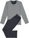 Schiesser Heren Pyjama - Lange broek - Serafinokraag met knoopsluiting - Antraciet