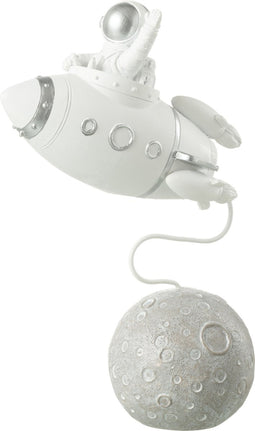 J-Line decoratie Rocket Astronaut - polyresin - wit/zilver