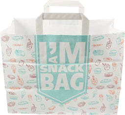 I'M Concept Tas - I´M a SNACK - Papier - platte papieren handgreep - 32x 17x25cm - snacktas - wit - 250 stuks