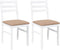 vidaXL - Eetkamerstoelen - met - kussens - 2 - st - massief - hout - rubber - wit