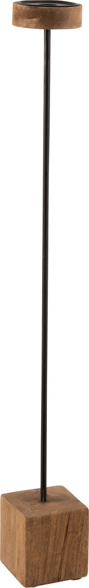 J-Line kandelaar op voet Vierkant - hout/ijzer - naturel - extra large