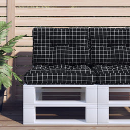 vidaXL - Palletkussen - ruitpatroon - 60x40x12 - cm - stof - zwart