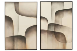 J-Line Wanddecoratie Abstract Doek Plastiek Mix(2-delig)