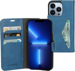 Mobiparts iPhone 13 Pro - Classic Wallet Case - Ruimte voor pasjes - Steel Blue