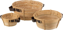 J-Line schaal + handvat - jute - naturel - 3 stuks
