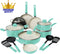 COOCK 19-Delige Pannenset - Inductie - Anti-Aanbak Coating - Ergonomische Koudgrepen - Turquoise (Groen)