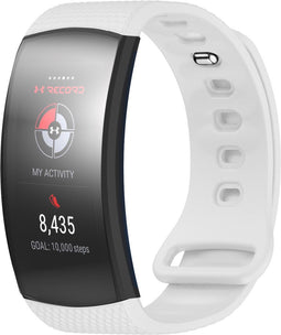 iMoshion Bandje Geschikt voor Samsung Gear Fit 2 / 2 Pro - iMoshion Siliconen band zilver knoopje met design - Wit