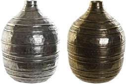 Vaas DKD Home Decor 20 x 20 x 28,5 cm Zilverkleurig Gouden Aluminium Modern (2 Stuks)