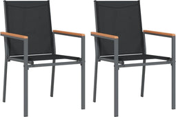 vidaXL - Tuinstoelen - 2 - st - 55x61,5x90 - cm - textileen - en - staal - zwart