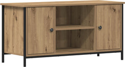 vidaXL - TV-kast - Artisan - Eiken - 100x40x50 - cm - Bewerkt - Hout - en - Staal