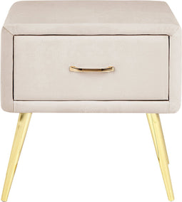 Nachtkastje met 1 lade FLAYAT Fluweel Lichtbeige