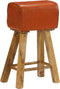 vidaXL - Barstoelen - 2 - st - echt - leer - en - massief - mangohout