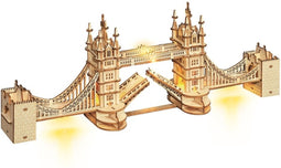 Studio Jacquí Robotime 3D puzzel - Tower Bridge - Met LED verlichting - Puzzelen - Londen - Houten puzzel - Gebouwen - Bouwpakket - Hout - 360 x 75 x 117 mm