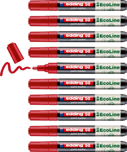 edding 50 EcoLine - verfstift - waterbasis - laag VOS-gehalte - rood (10 stuks)