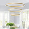 Ronde LED Moderne Hanglamp, 3 Gouden Ring Kroonluchter, Dimbaar Met Afstandsbediening 3000K-6000K Pl