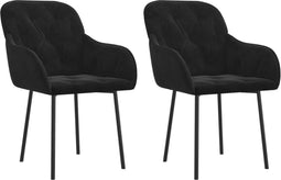 vidaXL - Eetkamerstoelen - 2 - st - fluweel - zwart