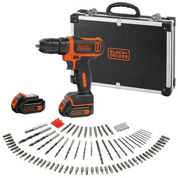 BLACK+DECKER BDCDD12 - Accuboormachine 10.8V - 2 accu's + 100 accessoires - zwart
