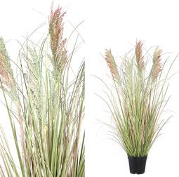 PTMD Leaves Plant Pampas Kunstgras - H92xØ40 cm - In Pot - Roze