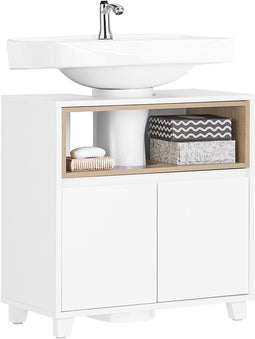 SoBuy BZR148-W - Wastafelmeubel - Onderkast met 2 Deuren - Wit