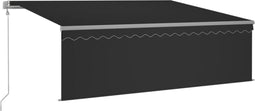 vidaXL - Luifel - met - rolgordijn, - LED - en - windsensor - 4,5x3 - m - antracietkleur