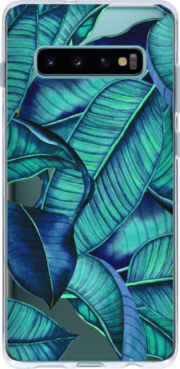 Hoesje Geschikt voor Samsung Galaxy S10 Plus Hoesje Siliconen - Design Backcover siliconen - Meerkleurig / Blue Botanic