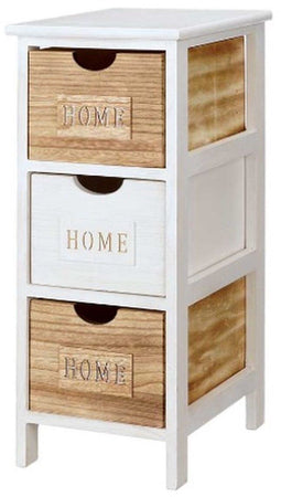 Ladenkast Gift Decor Home - 3 lades - Hout - Wit Bruin 26 x 63 x 32 cm