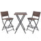 vidaXL - 3-delige - Bistroset - inklapbaar - staal - poly - rattan - bruin
