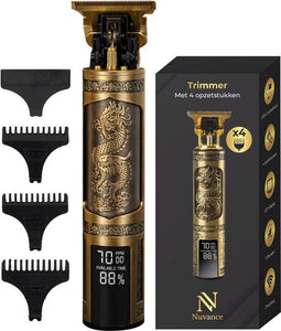 Nuvance Tondeuse - Baardtrimmer en Trimmer - LED Display - USB-C Oplaadbaar - Goud